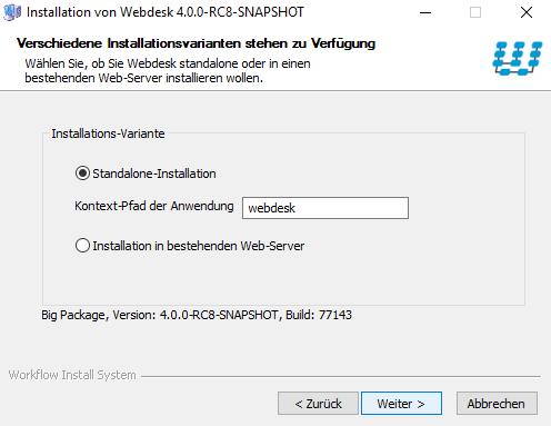 Installation Webdesk 2